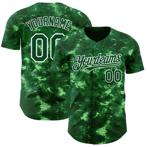 Custom Tie Dye Green-White Authentic Baseball Jersey