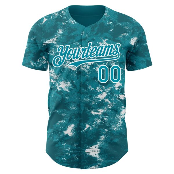 Custom Tie Dye Teal-White Authentic Baseball Jersey