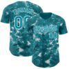 Custom Tie Dye Teal-White Authentic Baseball Jersey