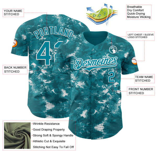 Custom Tie Dye Teal-White Authentic Baseball Jersey