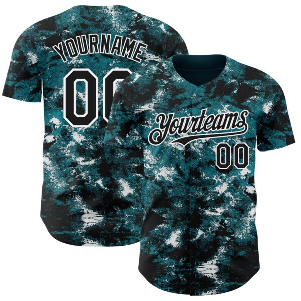 Custom Tie Dye Black-White Authentic Baseball Jersey