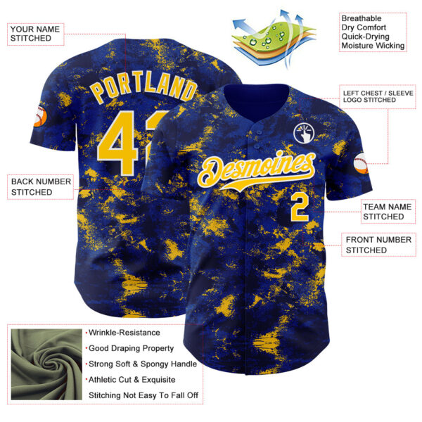 Custom Tie Dye Yellow-White Authentic Baseball Jersey