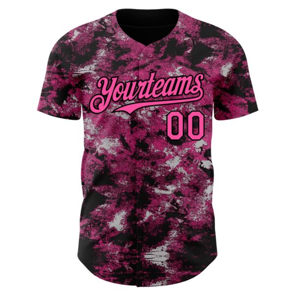 Custom Tie Dye Pink-Black Authentic Baseball Jersey