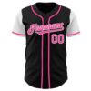 Custom Black Pink-White Authentic Two Tone Baseball Jersey