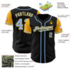 Custom Black Light Blue-Gold Authentic Two Tone Baseball Jersey