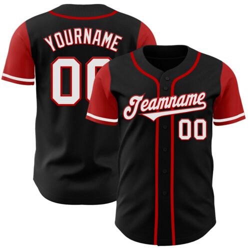 TwoTone0017 Custom Black White-Red Authentic Two Tone Baseball Jersey
