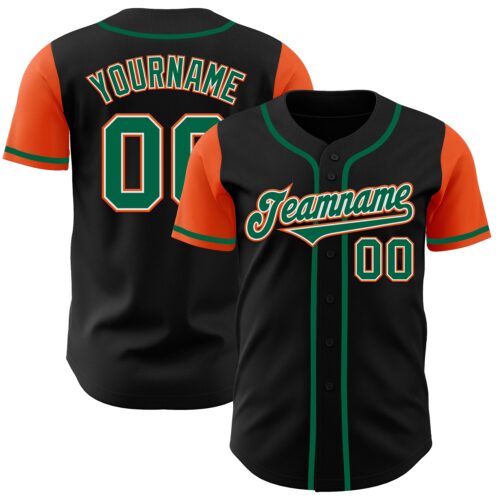 TwoTone0024 Custom Black Kelly Green-Orange Authentic Two Tone Baseball Jersey