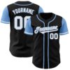 Custom Black White-Light Blue Authentic Two Tone Baseball Jersey