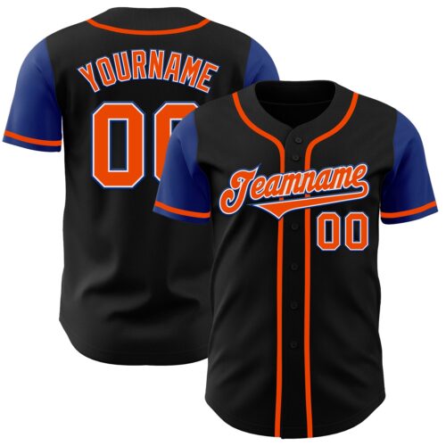 TwoTone0029 Custom Black Orange-Royal Authentic Two Tone Baseball Jersey