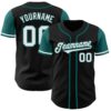 Custom Black White-Teal Authentic Two Tone Baseball Jersey