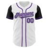 Custom White Purple-Black Authentic Two Tone Baseball Jersey