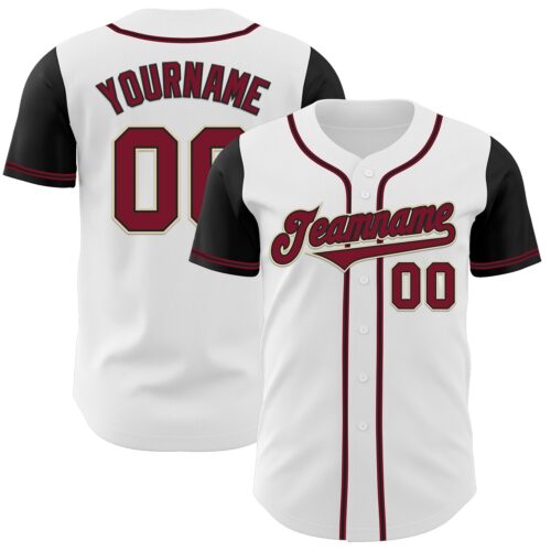 TwoTone0054 Custom White Crimson-Black Authentic Two Tone Baseball Jersey