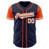 Custom Navy White-Orange Authentic Two Tone Baseball Jersey
