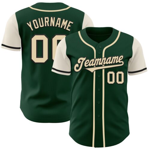 TwoTone0061 Custom Green Cream-Black Authentic Two Tone Baseball Jersey
