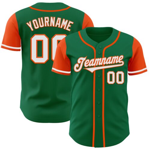 TwoTone0066 Custom Kelly Green White-Orange Authentic Two Tone Baseball Jersey