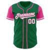 Custom Kelly Green White-Pink Authentic Two Tone Baseball Jersey