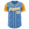 Custom Powder Blue White-Gold Authentic Two Tone Baseball Jersey