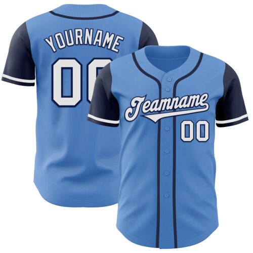 TwoTone0091 Custom Powder Blue White-Navy Authentic Two Tone Baseball Jersey