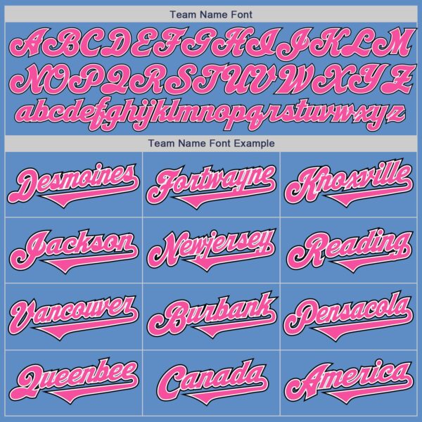 Custom Powder Blue Pink-Black Authentic Two Tone Baseball Jersey