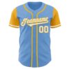 Custom Light Blue White-Gold Authentic Two Tone Baseball Jersey