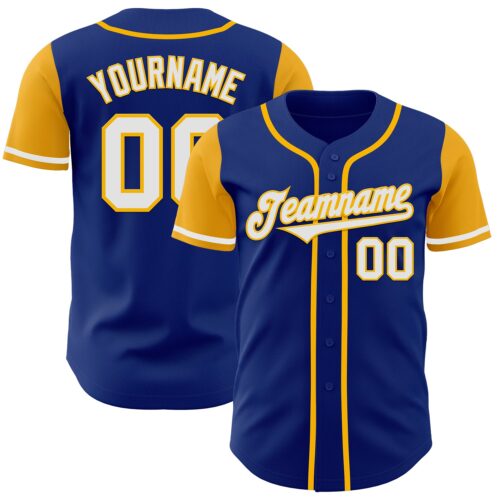 TwoTone0102 Custom Royal White-Gold Authentic Two Tone Baseball Jersey