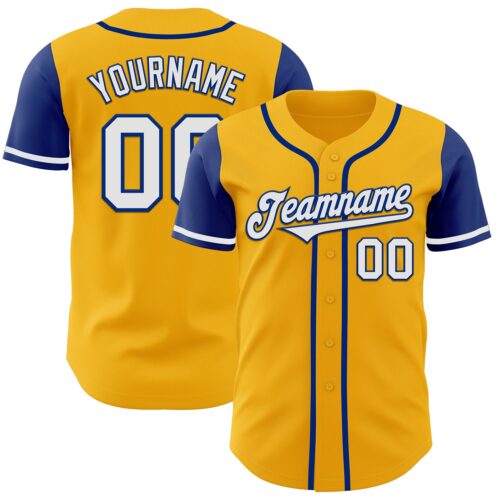 TwoTone0111 Custom Gold White-Royal Authentic Two Tone Baseball Jersey