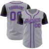 Custom Gray Purple-Black Authentic Two Tone Baseball Jersey