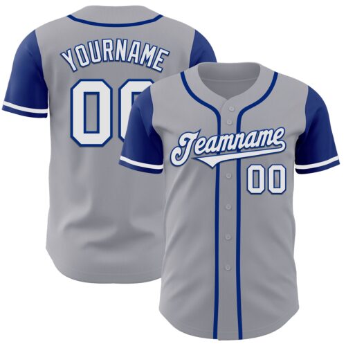 TwoTone0137 Custom Gray White-Royal Authentic Two Tone Baseball Jersey