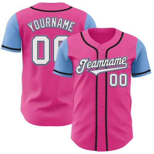 TwoTone0144 Custom Pink White-Light Blue Authentic Two Tone Baseball Jersey