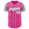 Custom Pink White-Gray Authentic Two Tone Baseball Jersey