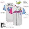 Custom White Light Blue Pink-Black Authentic Two Tone Baseball Jersey