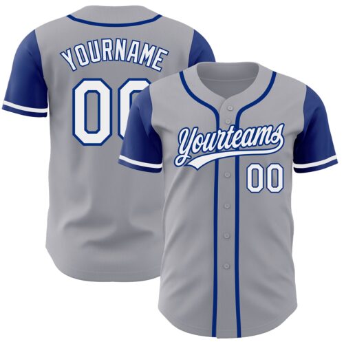 TwoTone0165 Custom Gray White-Royal Authentic Two Tone Baseball Jersey