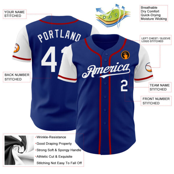 Custom Royal White-Red Authentic Two Tone Baseball Jersey