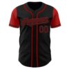 Custom Black Red Authentic Two Tone Baseball Jersey