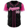 Custom Black Pink-White Authentic Two Tone Baseball Jersey