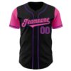 Custom Black Pink-Purple Authentic Two Tone Baseball Jersey