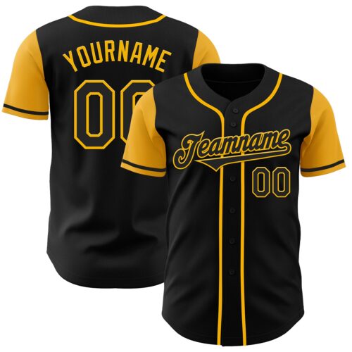 TwoTone0225 Custom Black Gold Authentic Two Tone Baseball Jersey