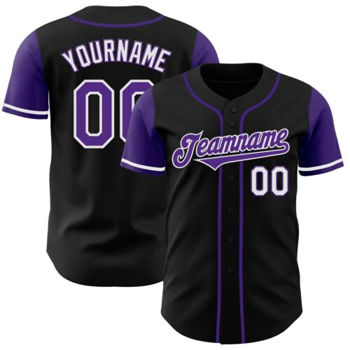 TwoTone0239 Custom Black Purple-White Authentic Two Tone Baseball Jersey