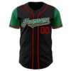 Custom Black Kelly Green-Red Authentic Two Tone Baseball Jersey