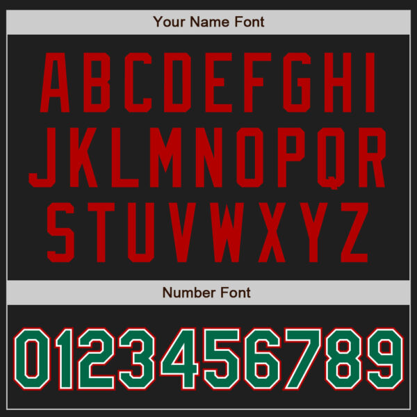 Custom Black Kelly Green-Red Authentic Two Tone Baseball Jersey