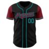 Custom Black Crimson-Teal Authentic Two Tone Baseball Jersey