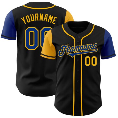 TwoTone0291 Custom Black Royal-Gold Authentic Two Tone Baseball Jersey