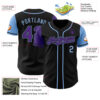 Custom Black Purple-Light Blue Authentic Two Tone Baseball Jersey