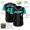 Custom Black Aqua-White Authentic Two Tone Baseball Jersey