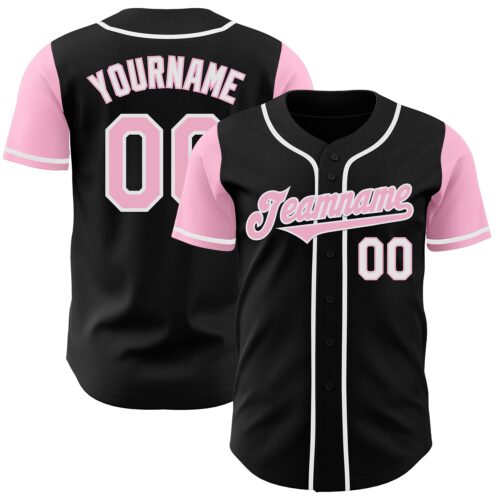 TwoTone0323 Custom Black Light Pink-White Authentic Two Tone Baseball Jersey