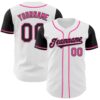 Custom White Black-Pink Authentic Two Tone Baseball Jersey