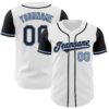 Custom White Black-Light Blue Authentic Two Tone Baseball Jersey