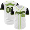 Custom White Black-Neon Green Authentic Two Tone Baseball Jersey