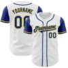 Custom White Royal-Gold Authentic Two Tone Baseball Jersey