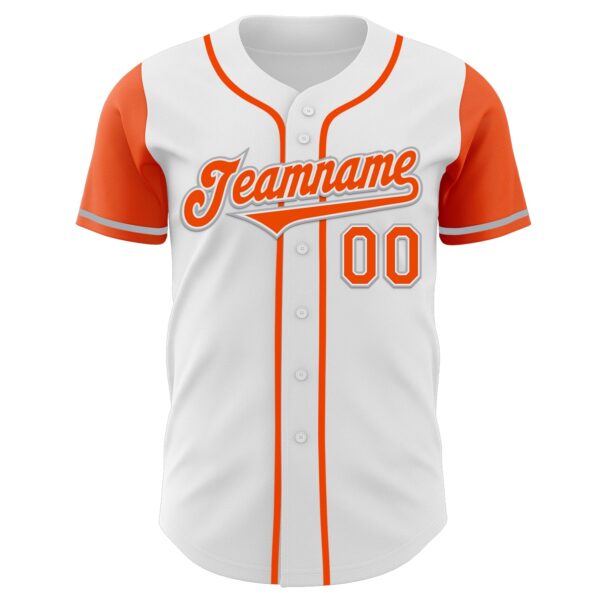 Custom White Orange-Gray Authentic Two Tone Baseball Jersey